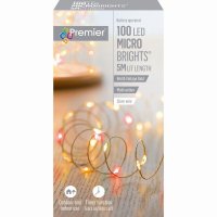 Premier Decorations MicroBrights Battery Operated Multi-Action Lights with Timer 100 LED - Vintage Gold