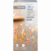 Premier Decorations MicroBrights Battery Operated Multi-Action Lights with Timer 200 LED - Red & Vintage Gold