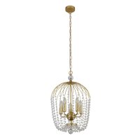 Searchlight Shower 5 Light Pendant, Gold Finish, Metal With Clear Crystal