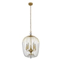 Searchlight Shower 5Lt Pendant, Gold Finish, Metal With Clear Crystal