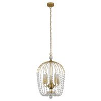 Searchlight Shower 5Lt Pendant, Gold Finish, Metal With Clear Crystal