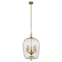 Searchlight Shower 5 Light Pendant, Gold Finish, Metal With Clear Crystal