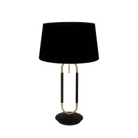 Searchlight Jazz Table Lamp, Satin Brass & Black, Black Velvet Shade