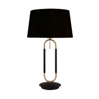 Searchlight Jazz 1Lt Table Lamp, Satin Brass & Black, Black Velvet Shade