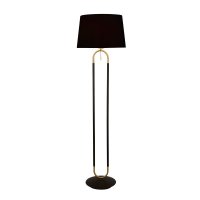 Searchlight Jazz Floor Lamp, Satin Brass & Black, Black Velvet Shade