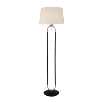 Searchlight Jazz Floor Lamp, Satin Silver & Black, White Velvet Shade