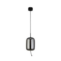 Searchlight Lisbon 1Lt Led Pendant,Black And Smoked Glass