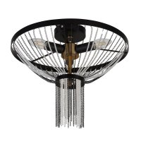 Searchlight Baguette 3 Light Ceiling Light, Black With Satin Brass
