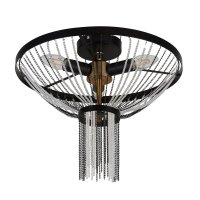 Searchlight Baguette 3Lt Ceiling Light, Black With Satin Brass