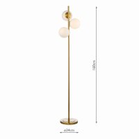 Bombazine 3 Light Floor Lamp Natural Brass Opal Glass