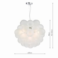 Bubbles 6 Light Pendant Polished Chrome Frosted Glass