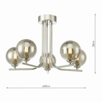 Cradle 5 Light Semi Flush Polished Chrome Smoked Glass