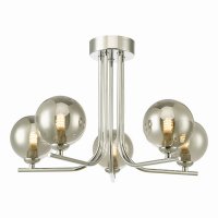 Cradle 5 Light Semi Flush Polished Chrome Smoked Glass