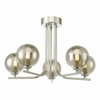 Cradle 5 Light Semi Flush Polished Chrome Smoked Glass