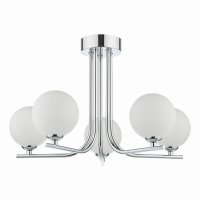 Cradle 5 Light Semi Flush Polished Chrome Opal Glass