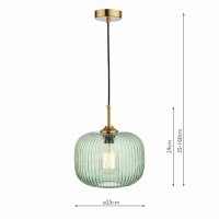 Demarius 1 Light Pendant Green Glass Bronze Detail