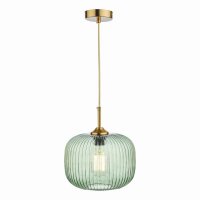 Demarius 1 Light Pendant Green Glass Bronze Detail