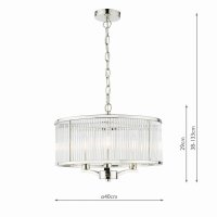 Eveyln 3 Light Pendant Polished Nickel Glass