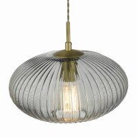 Edmond 1 Light Pendant Smoked Glass Antique Brass Detail