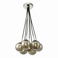 Elpis 7 Light Cluster Pendant Polished Chrome Smoked Glass