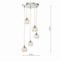 Federico 5 Light Cluster Pendant Polished Chrome Clear/Wire Gl