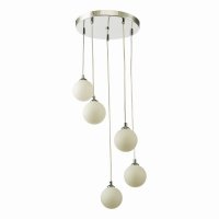 Federico 5 Light Cluster Pendant Polished Chrome Opal Glass