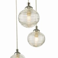 Federico 5 Light Cluster Pendt Polished Chrome Clear Ribbed Gl