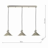 Hadano 3 Light Antique Chrome Suspension With Cashmere Shades