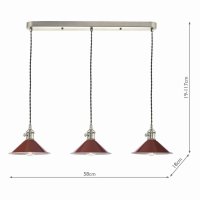 Hadano 3 Light Antique Chrome Suspension With Umber Shades