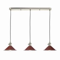 Hadano 3 Light Antique Chrome Suspension With Umber Shades