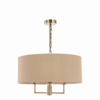 Jamelia 3 Light Shadelier Antique Brass Taupe Shade