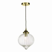 Mya 1 Light Single Pendant Antique Brass Glass