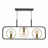 Ryota 3 Light Bar Pendant Satin Black Antique Gold