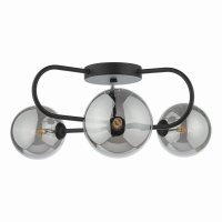 Eissa 3 Light Semi Flush Matt Black Smoked Glass