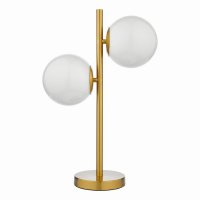 Bombazine 2 Light Table Lamp Natural Brass Opal Glass