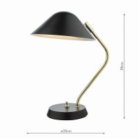 Erna 1 Light Table Lamp Polished Brass Satin Black