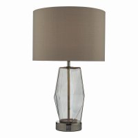 Mubina Touch Table Lamp Black Chrome Smoked Glass With Shade