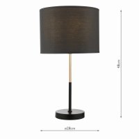 Kelso 1 Light Table Lamp Matt Black Polished Copper With Shade