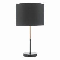 Kelso 1 Light Table Lamp Matt Black Polished Copper With Shade