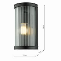 Anund 1 Light Wall Matt Black Ribbed Glass IP44