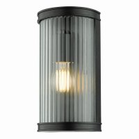 Anund 1 Light Wall Matt Black Ribbed Glass IP44