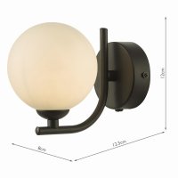 Cradle 1 Light Wall Light Matt Black Opal Glass