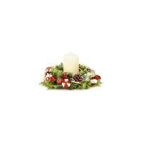 Premier Decorations 30cm Plastic Candle Ring - Red & White