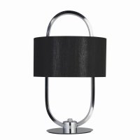 Searchlight Madrid LED Table Lamp Chrome & Opal with Black Shade