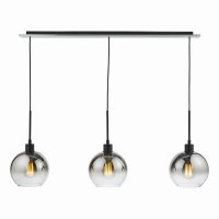 Lycia 3 Light Bar Pendant Matt Black Ombre Smoked Glass