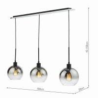 Lycia 3 Light Bar Pendant Matt Black Ombre Smoked Glass