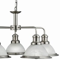 Searchlight Bistro 5 Light Ceiling Pendant Satin Silver & Glass