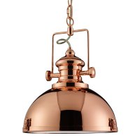 Searchlight Louisiana Industrial Pendant 1 Light Copper Clear Lens