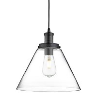 Searchlight Pyramid 1 Light Pendant Matt Black Clear Pyramid Glass Shade