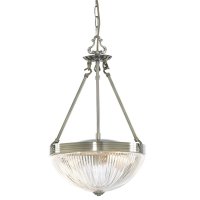 Searchlight Windsor Ii 2 Light Pendant Antique Brass Clear Ribbed Glass